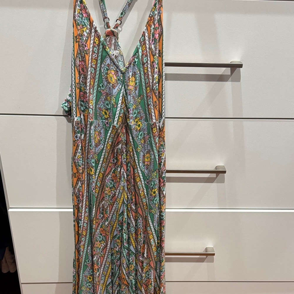 O'Neill Backless Floral Maxi Dress - Orange, Green, White